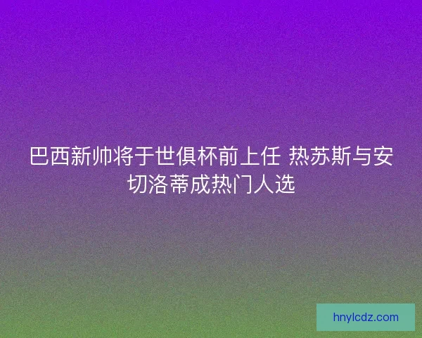巴西新帅将于世俱杯前上任 热苏斯与安切洛蒂成热门人选