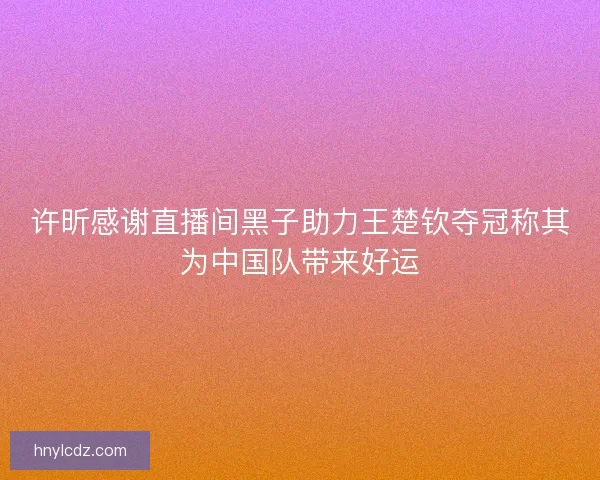许昕感谢直播间黑子助力王楚钦夺冠称其为中国队带来好运